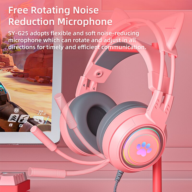 Set casti gaming 2in1, SOYTO, Iluminare LED, Functie reducere zgomot ...