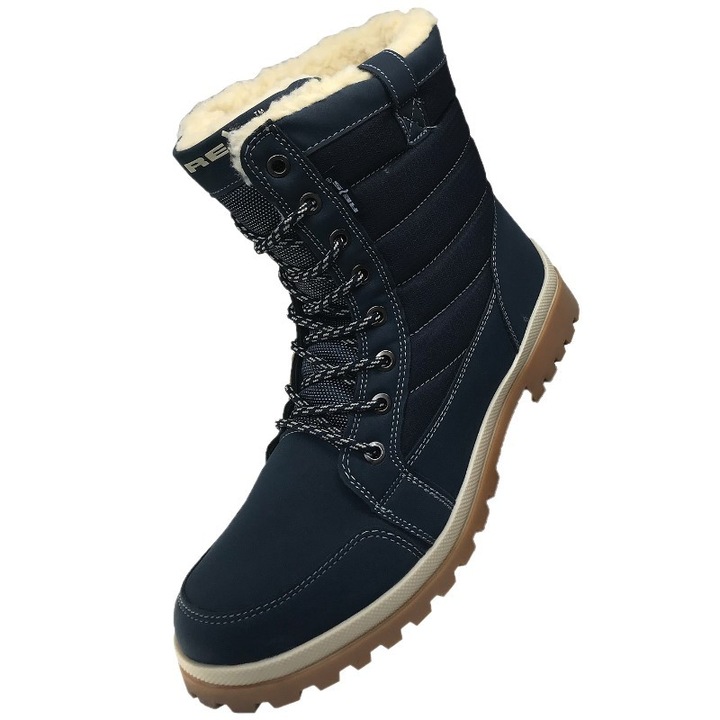 Bocanci de protectie inalti, Boigloo, imblaniti, bleumarin, fara bombeu 36