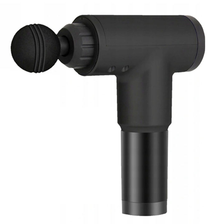 Електрически масажор, Преносим, 6 скорости, 4 сменяеми накрайника, Черен