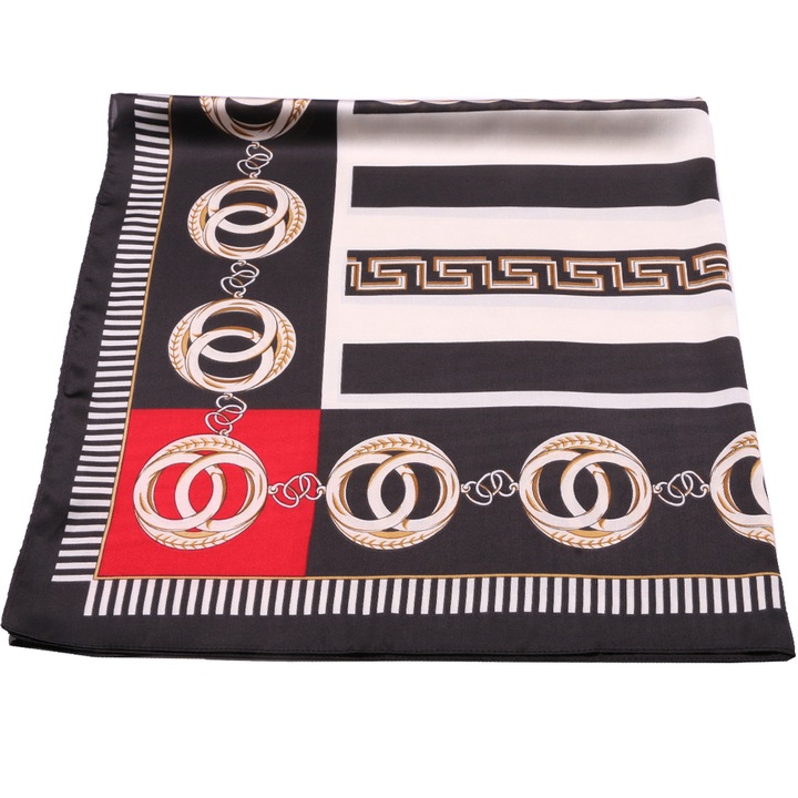 Дамски шал Joolar SK04BK, Имитация на коприна,90 х 90 см, Многоцветен