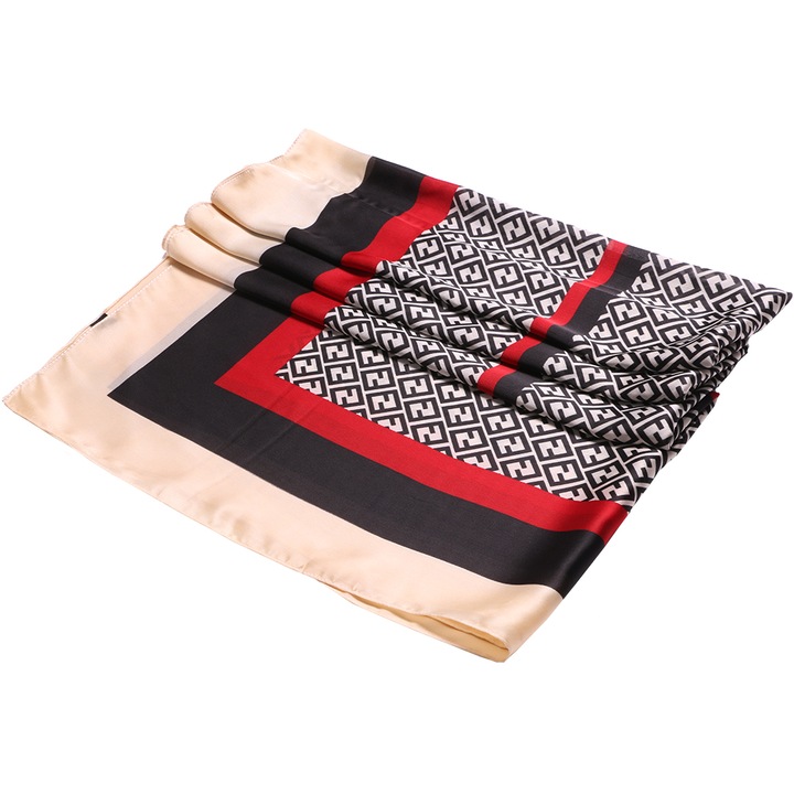 Дамски шал Joolar SK26RD, Имитация на коприна, 90 x 180 см, Многоцветен