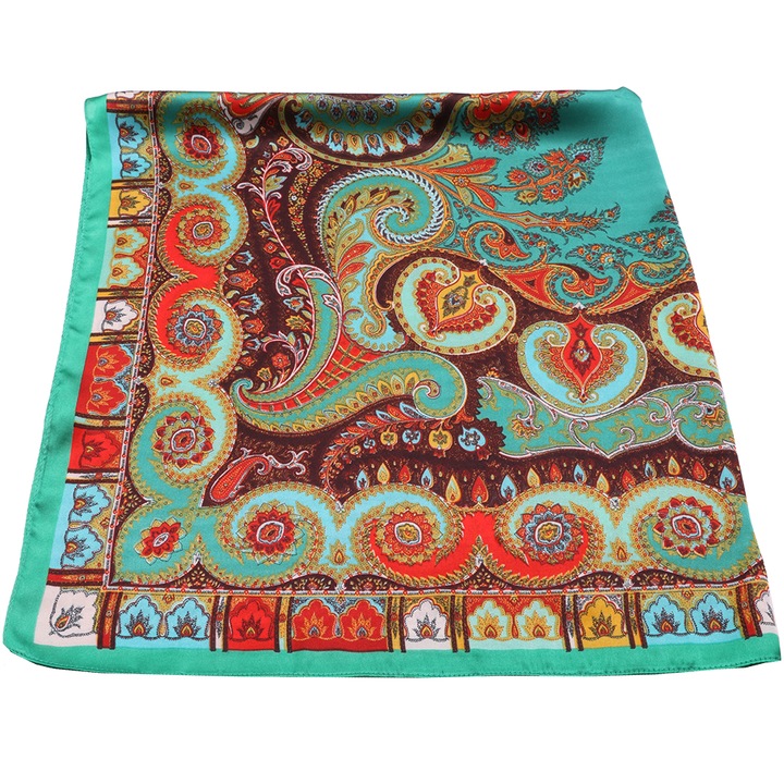 Дамски шал Joolar SK10GN, Имитация на коприна, 90 х 90 см, Многоцветен