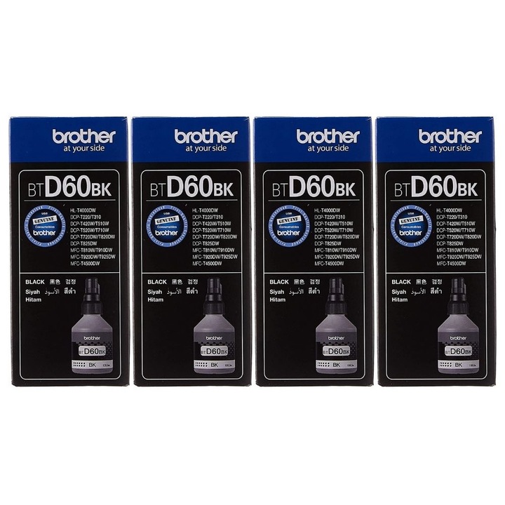 Készlet Tintás üveg Brother eredeti 4x BTD60BK Fekete 26000 oldalon