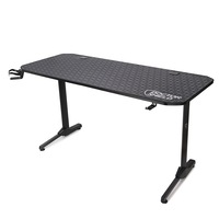 Birou Gaming, Dr.Shield EVO 2.0, King Size XL, 140 x 60 x 75 CM, Cadru Otel, Blat Fibra de Carbon, Mouse Pad XXL Full Cover - Negru
