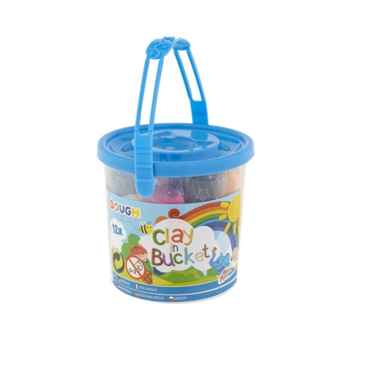 Gyurma 12 szín Grafix vödörben - kék