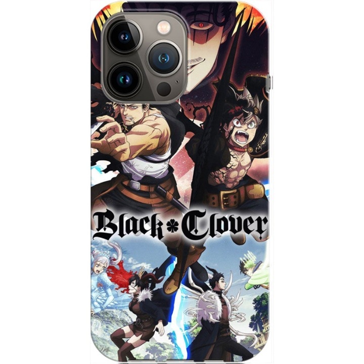 Husa compatibila cu Apple iPhone 12, iPhone 12 Pro model Black Clover, Silicon, TPU, Viceversa
