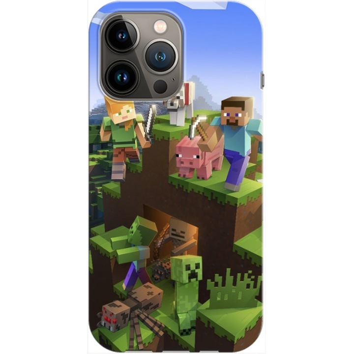 Протектор, съвместим с Apple iPhone 12 Pro Max Minecraft World, силикон, TPU, обратното