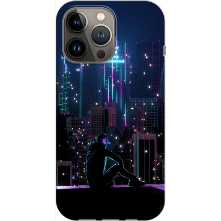 Husa compatibila cu Apple iPhone 12, iPhone 12 Pro model Neon City, Silicon, TPU, Viceversa