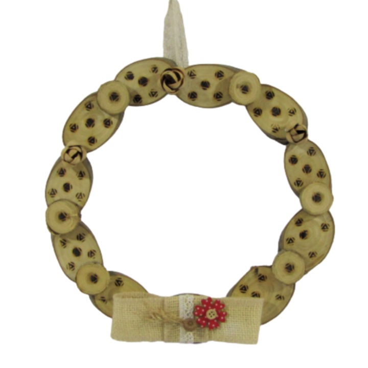 Coronita Rustica din felii de lemn pirogravate