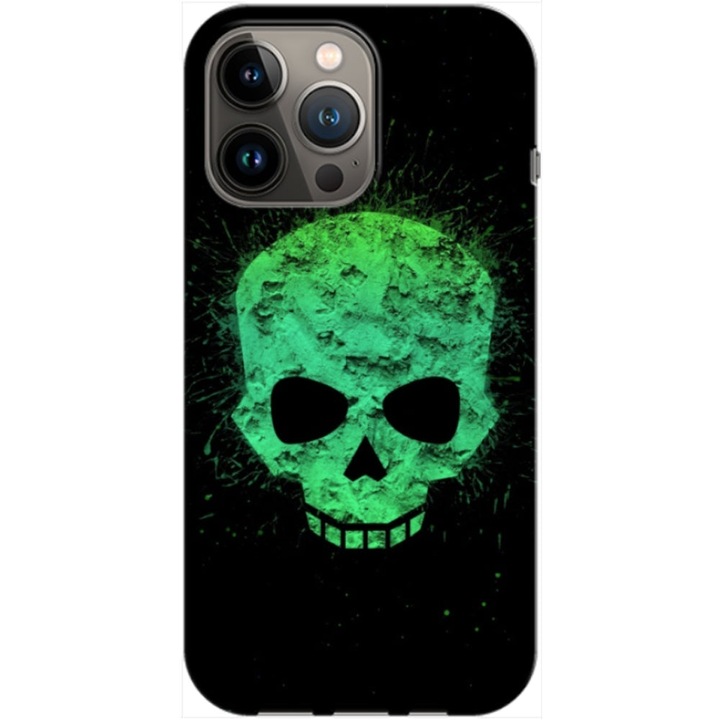 Husa compatibila cu Apple iPhone 12, iPhone 12 Pro model Neon Skull, Silicon, TPU, Viceversa