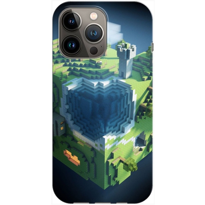 Husa compatibila cu Apple iPhone 12, iPhone 12 Pro model Sky Block Minecraft, Silicon, TPU, Viceversa