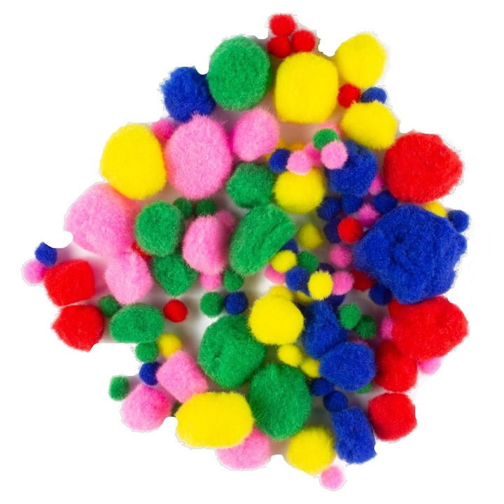 Set 100 pompom Stylex din fetru multicolor
