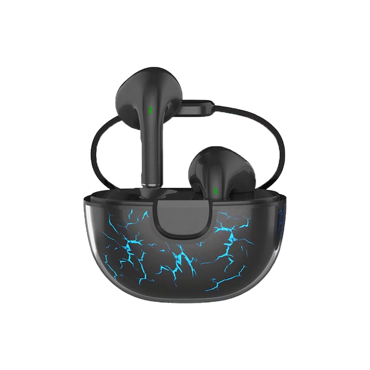 DacEnergy vezeték nélküli fejhallgató, Bluetooth 5.1, automatikus párosítás, intelligens zajcsökkentés, IPX7 vízálló, fekete
