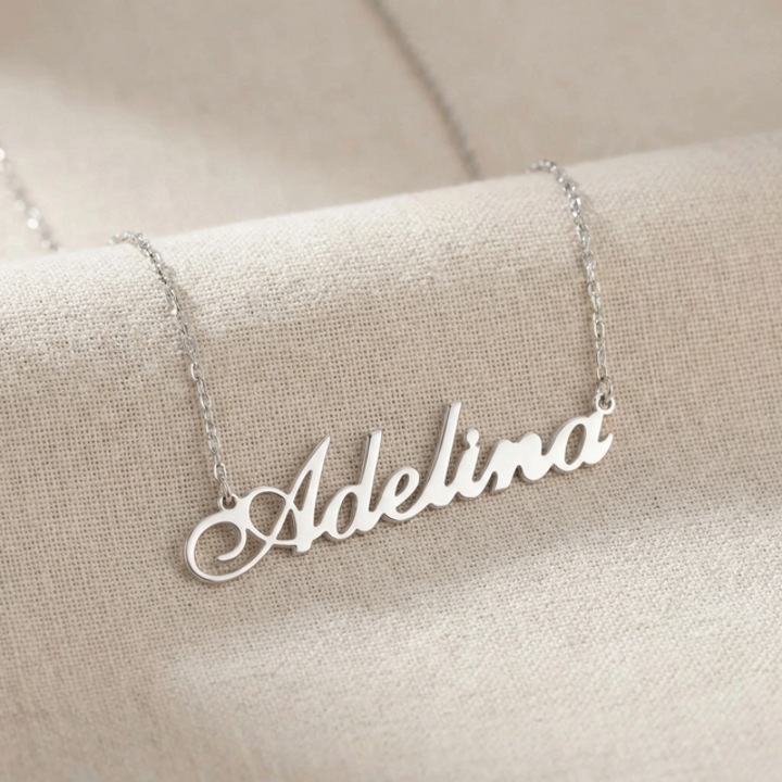 Lantisor din argint rodiat cu nume, Adelina, ARTOR LN53, 47cm