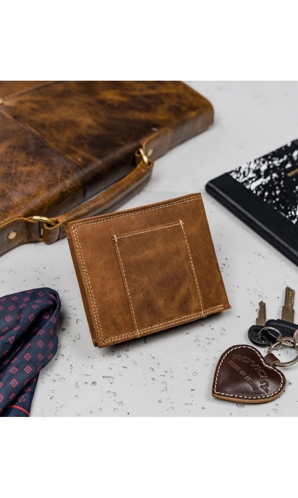 Férfi bőr pénztárca, Always Wild, Largebluff, barna, One size INTL