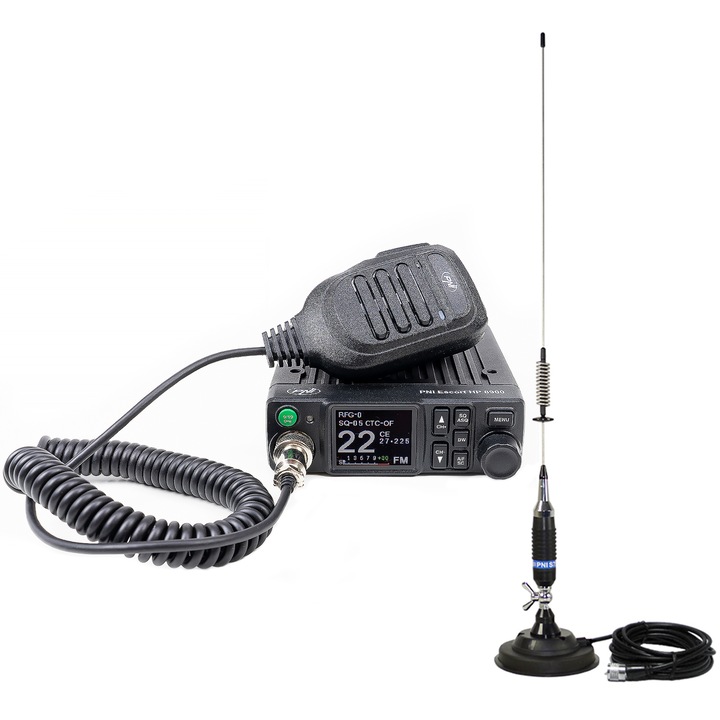 Комплект радиостанция CB PNI Escort HP 8900 ASQ, 12V / 24V с Антена CB PNI S75 с магнит, 76 см