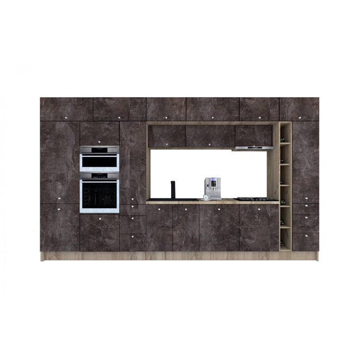 Set Bucatarie Genarom Zone PAL 420, 420 x 243 x 60 cm, K002 / Decor 4299