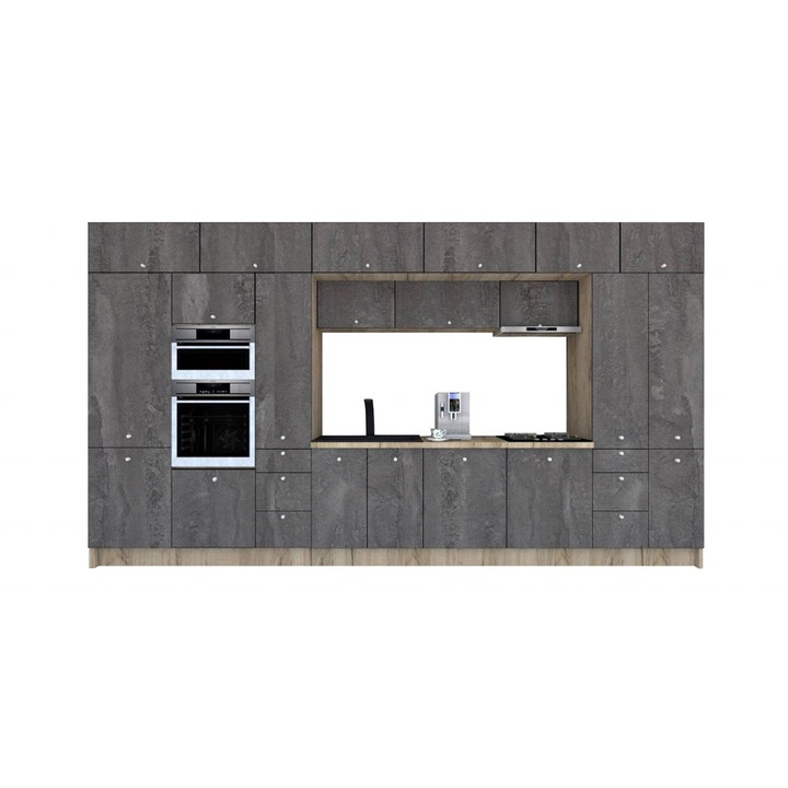 Set Bucatarie Genarom Zone PAL A 440, 440 x 243 x 60 cm, K002 / Decor K352