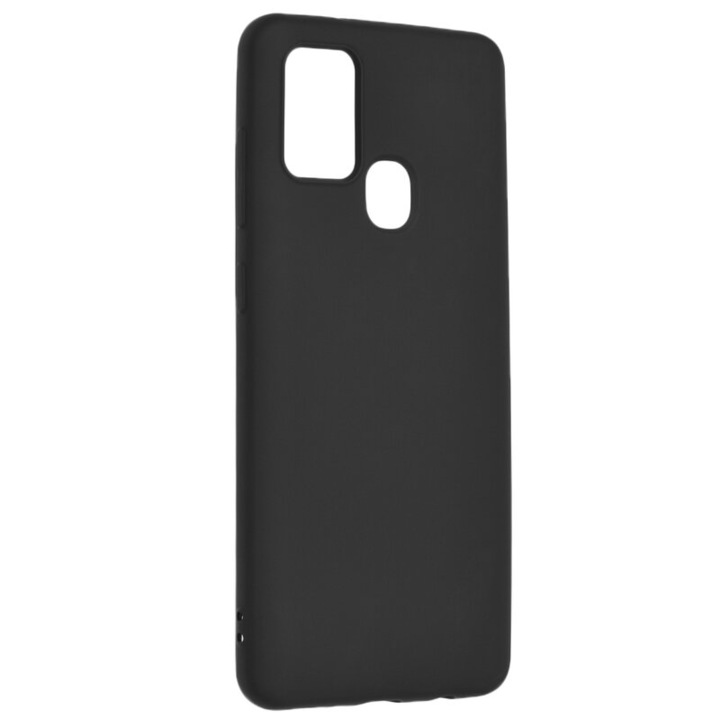 Противоударен силиконов капак с микрофибърна вътрешност, съвместим с Samsung Galaxy A21S, черен