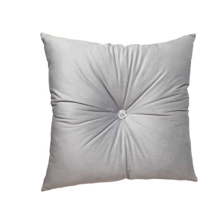 Perna decorativa, catifea premium, gri, 45/45 cm