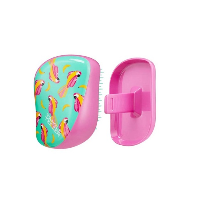 Perie pentru par Tangle Teezer Compact Styler Smooth & Shine Paradise Bird, Roz Verde