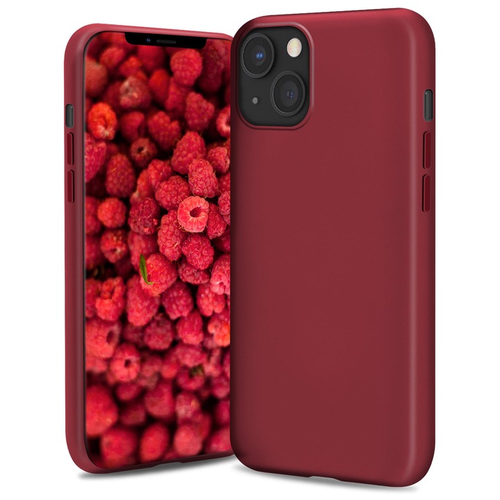 Премиум силиконов кейс Moozy, За iPhone 13 Mini, Вътрешна част от микрофибър, Розов