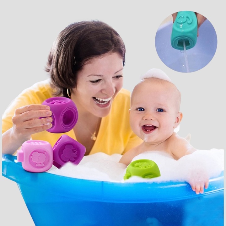 Set jucarii interactive si educative din silicon, Cuburi 10 piese ...