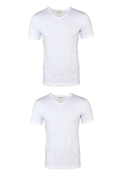 Комплект мъжки тениски Emporio Armani 17789247 2-18-36, С V-образно деколте, 2 броя, Бял, M