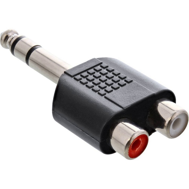 Adaptor splitter Stereo Jack 6.3mm to 2xRCA, pentru Statie, AUX, Mixer amplificare Audio