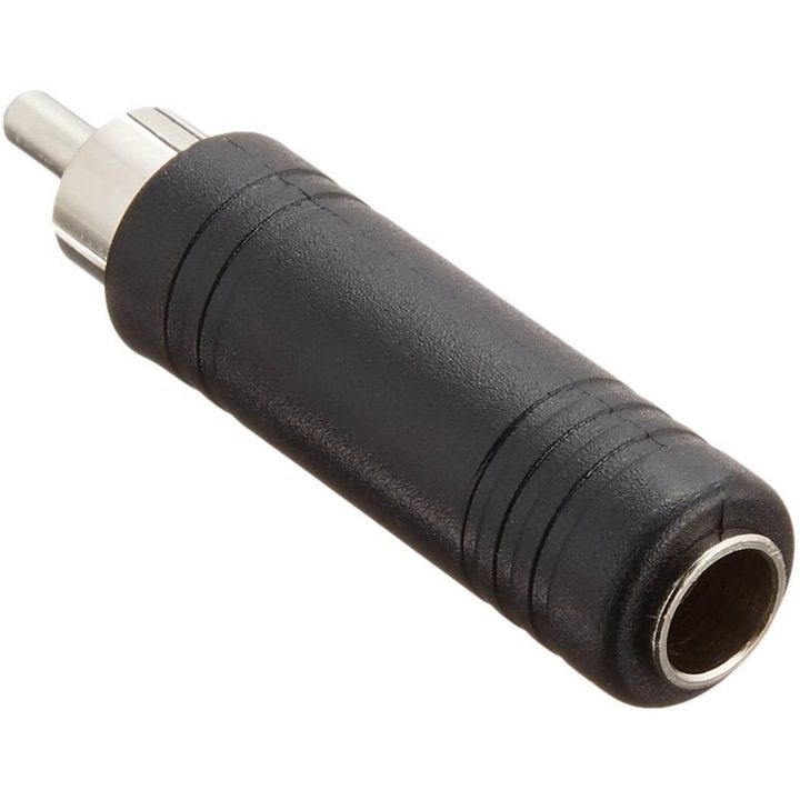 Adaptor RCA tata to Jack 6.3mm mama, pentru Mixer, Statie amplificare, Sistem Audio, Microfon, Casti, negru