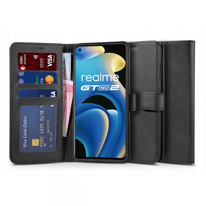 Калъф TECH-PROTECT Wallet за Realme GT Neo 2, Черен