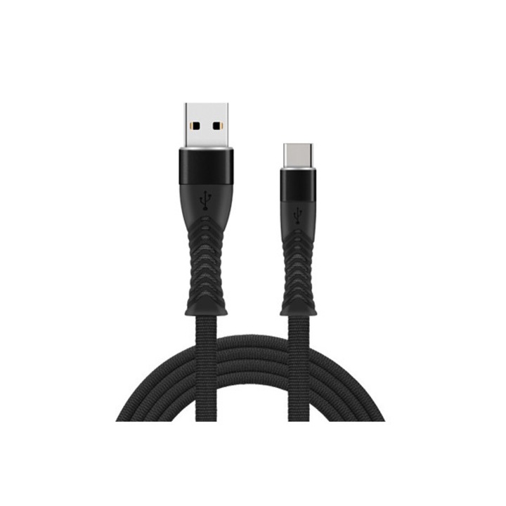 Fish USB към Type-c кабел за зареждане на данни 1m 2.4a черен