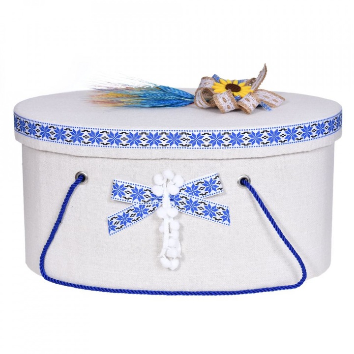 Set traditional, trusou botez, cutie trusou, lumanare si costum national baietel, 3 - 6 luni, Denikos ® C9115