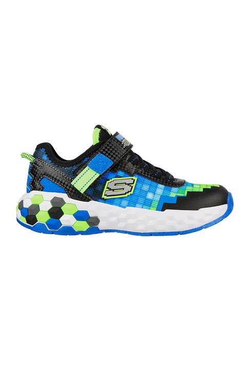 Skechers, Спортни обувки Mega Craft 2.0 с еко кожа и текстил, Лайм зелено/Син/Черен