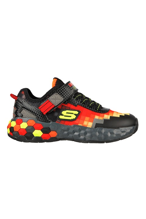 Skechers, Спортни обувки Mega Craft 2.0 с еко кожа и текстил, Жълт/Мандарина/Черен