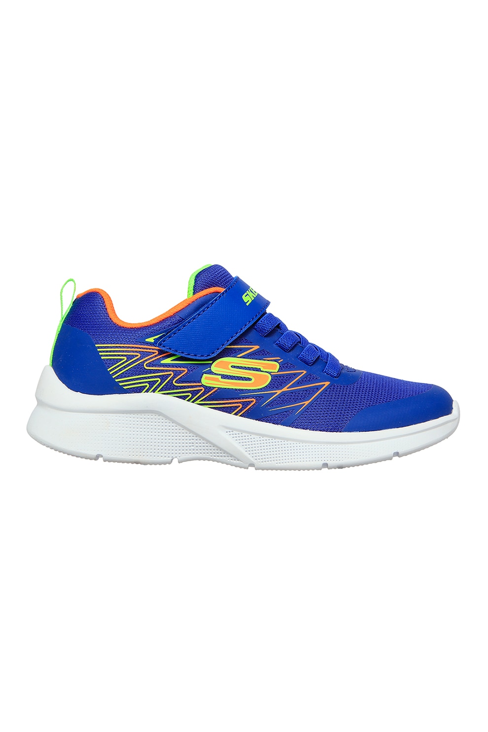Skechers, Pantofi sport cu velcro Microspec Texlor, Portocaliu, Galben, Albastru royal, 28.5 EU
