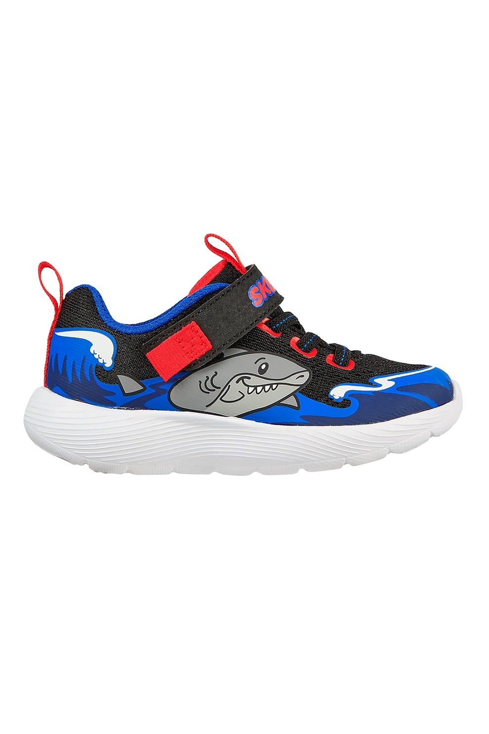 Skechers, Pantofi sport cu velcro Dyna-Lite Shark Wave, Rosu