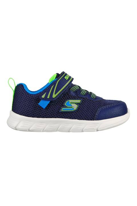 Skechers, Pantofi sport cu velcro Comfy Flex, Verde electric/Bleumarin