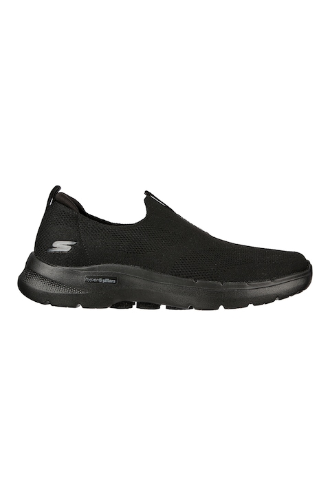 Skechers, GOwalk 6 hűlós anyagú bebújós sneaker, Fekete
