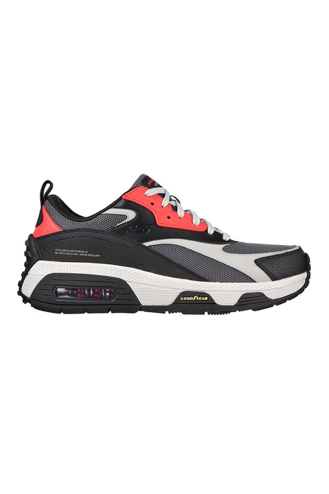 Skechers, Pantofi sport cu insertii de piele Skech-Air Extreme 2, Rosu/Negru/Gri
