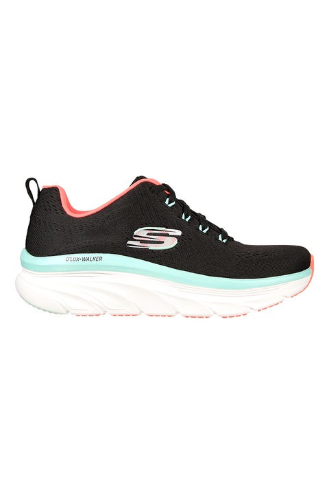 Skechers, Pantofi sport relaxed fit de plasa D'Lux Walker-Fresh Finesse, Albastru aqua, Corai, Negru, 37