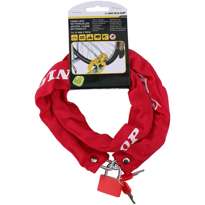 Lopásgátló lánc Dunlop kulccsal 90 cm