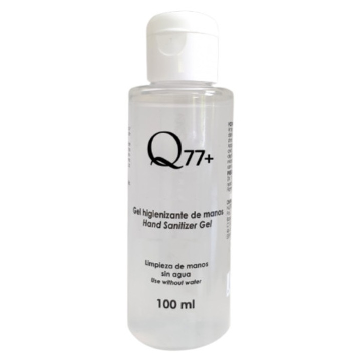 Gel dezinfectant pentru maini, Q77+, 70% alcool, cu efect antibacterian si virucid, 100 ml