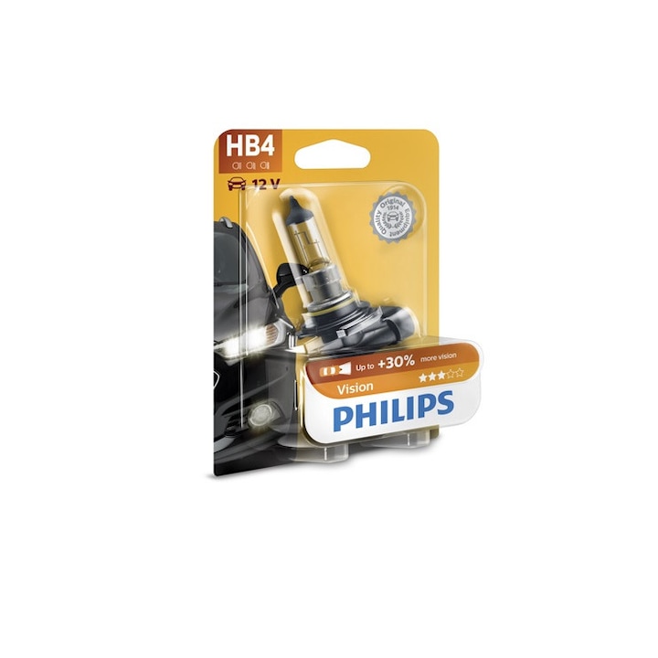 Крушка за фар за кола Philips HB4, 12V, P22d, 51W, Vision