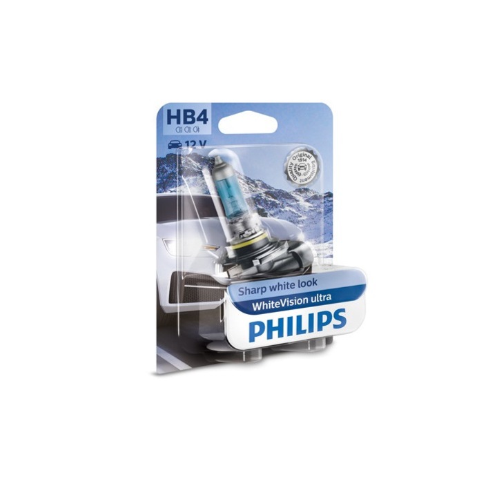 Крушка за фар HB4 Philips, 12V P22d 51W, White Vision Ultra