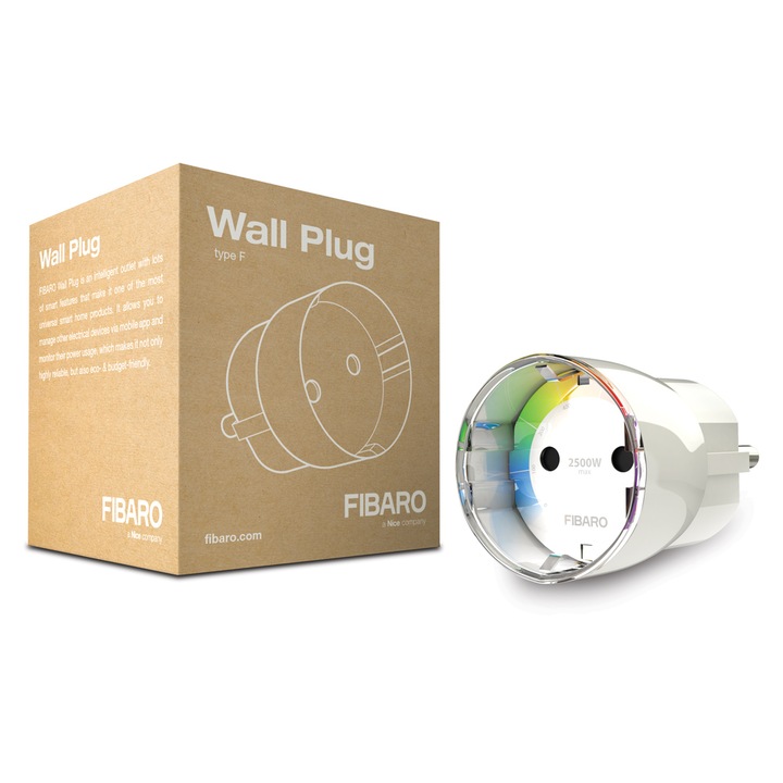 Priza de perete, Fibraro, tip F ZWE, 2500W, Alb