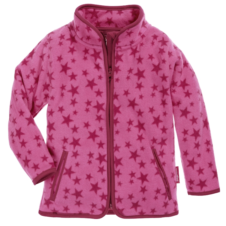 Polár pulóver cipzárral és zsebekkel, lányoknak, Pink/Stars, 80