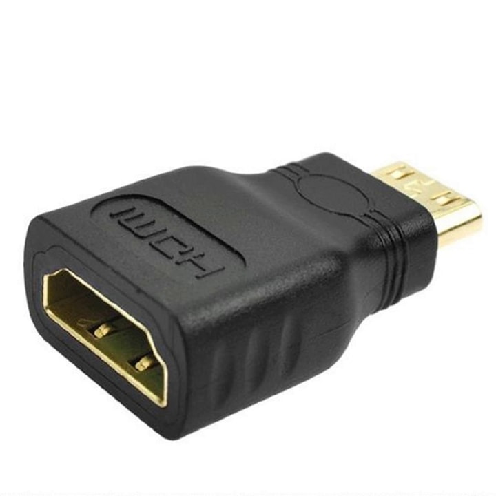 Adaptor miniHDMI to HDMI, pentru Tableta, TV, Videoproiector, Receiver, Gold