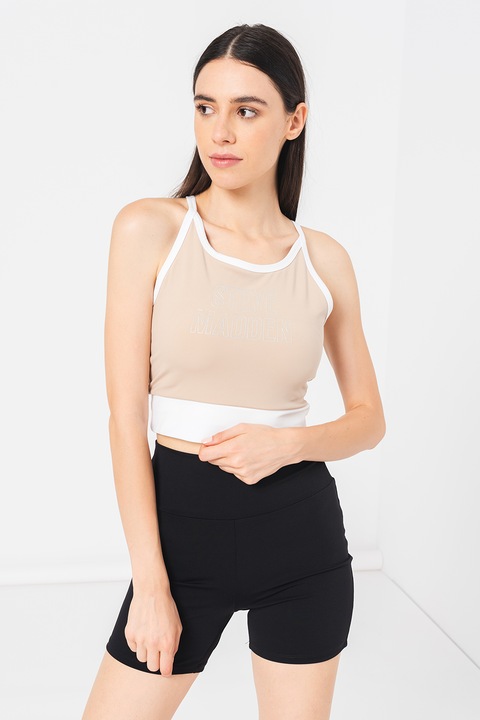 Steve Madden, Къс топ с изрязан гръб, Бял/Бежов, L