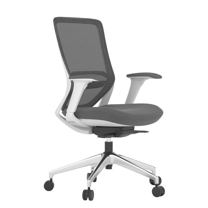 Scaun Ergoplus Colin, light grey, baza Aluminiu, brate 4D, translatie sezut, mecanism syncron autoreglabil, suport lombar reglabil